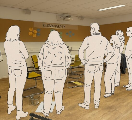 Groep aan het werk met het benoemen van kernwaarden